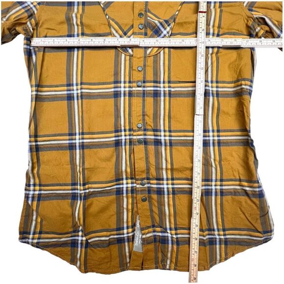 New Diesel Men US S Cowboy Shirt Brown Plaid Long Sleeve Snap Button Down - Picture 7 of 9